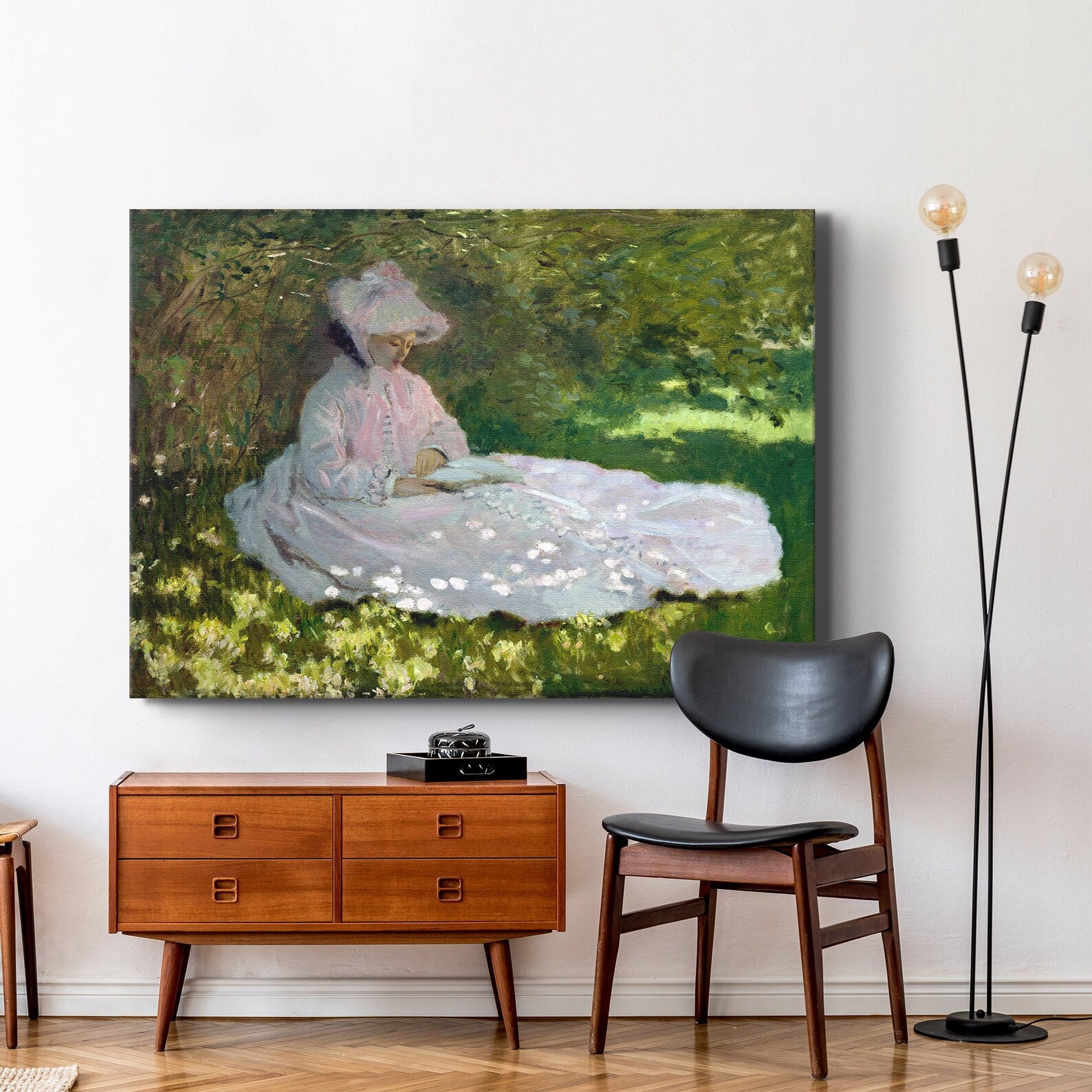 Tableau Monet – Primavera Dalla Senna – Tirage Sur Toile Avec Cadre – Fabriqué En Italie